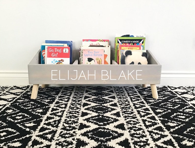 Book Bin For Kids Personalized Book Shelves Kids Book Storage Organization Chidrens Book Box Custom Bookshelf Nursery Decor Baby image 7