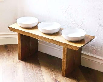 Mesa elevada moderna con comedero para perros
