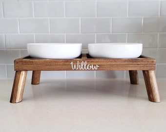 Dog Bowl Stand | Elevated Dog Food Stand | Raised Dog Feeder | Modern Pet Feeder | White Dog Bowls | Personalized Pet Dishes | Pet Gift