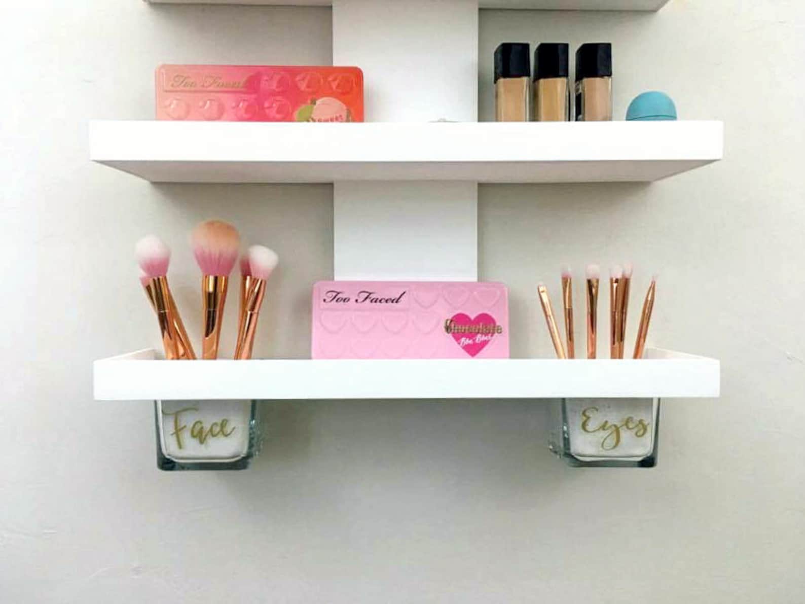 Wall Mounted Makeup Organizer Tiered Makeup Shelf Cosmetic Etsy Canada
