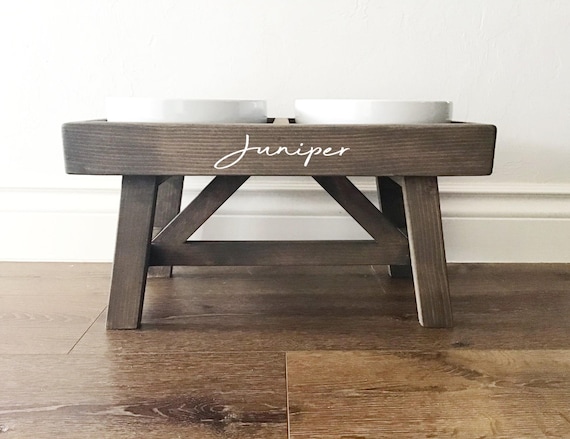 Large Elevated Dog Bowl Stand - X Pattern Farmhouse Table - Raised Dog  Feeder