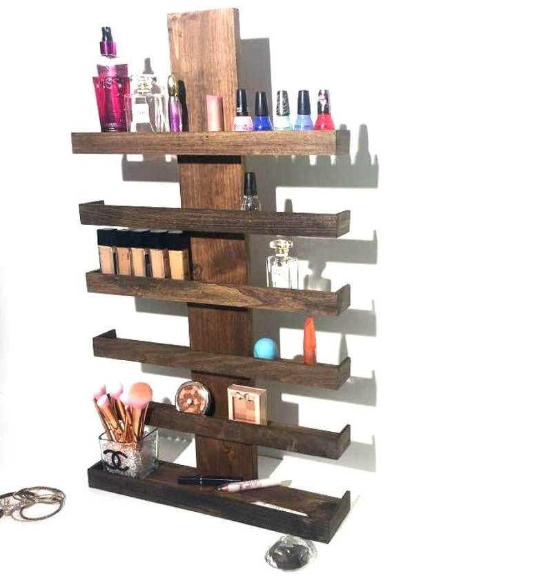 Wall Mounted Makeup Shelf Makeup Organizer Nail Polish Etsy