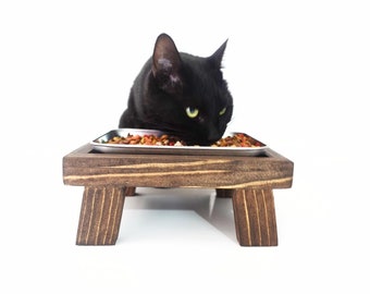 Single Plate Stand Cats | Small Dog Feeder | Whisker Fatigue | Cat Lover Gift | Raised Feeding Platform for Cats | Modern Cat Bowl | Cats