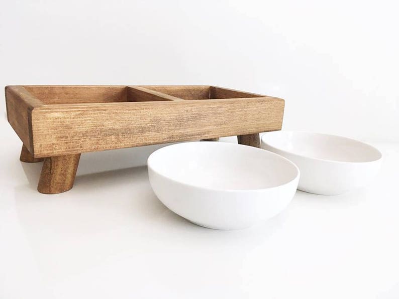 Elevated Dog Feeder Raised Dog Bowls Mid Century Modern Etsy