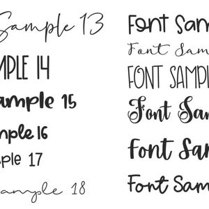 May include: A collection of font samples numbered 13 through 24. The fonts are displayed in a variety of styles, including cursive, sans-serif, and serif.