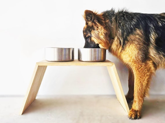 Modern Minimalist Dog Feeder German Shepherd Dog Bowl Stand Raised Wooden Dog Food Platform Tall Dog Bowl Station Large Breed Feeder Etsy UK