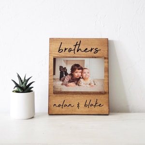 personalized brothers picture frame | 4 x 6 photo frame | brother room decor | big brother little brother pic frame | brother gifts | names