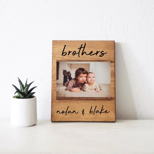 personalized brothers picture frame | 4 x 6 photo frame | brother room decor | big brother little brother pic frame | brother gifts | names