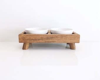 Elevated Dog Feeder | Raised Dog Bowls | Mid century Modern Pet Bowls | Cat Bowls | Pet Feeder| Small Pet Bowl Stand | Wood Personalized Pet