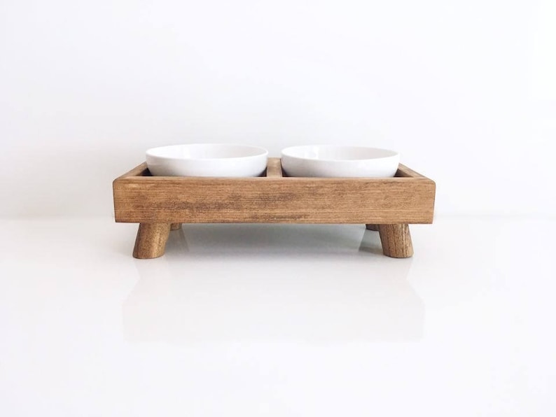 Elevated Dog Feeder Raised Dog Bowls Mid Century Modern Etsy