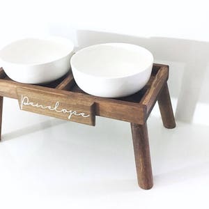 Large Breed Dog Food Stand Modern Dog Feeding Station Elevated Feeder Wood Dog Stand Large Ceramic Dog Bowl Raised Feeder for Dogs image 6