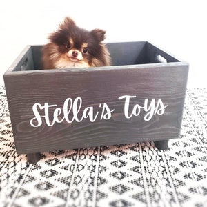 Dog Cat Toybox | Pet Toy Bin | Puppy Storage Supplies | Pet Storage | Dog Gift | Cat Toys | Dog Toys | Modern Toy Box | Pet Adoption Gift
