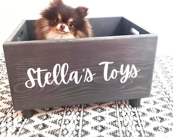 Dog Cat Toybox | Pet Toy Bin | Puppy Storage Supplies | Pet Storage | Dog Gift | Cat Toys | Dog Toys | Modern Toy Box | Pet Adoption Gift