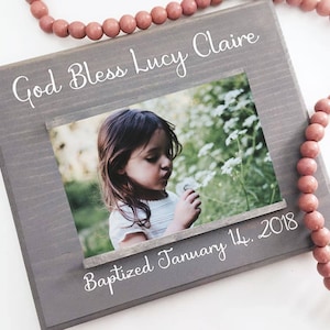 Personalized Baptism Picture Frame | Baptism Gift for Girl or Boy | God Bless this Child Frame | 4 x 6 Photo Frame | Wood Frames Custom