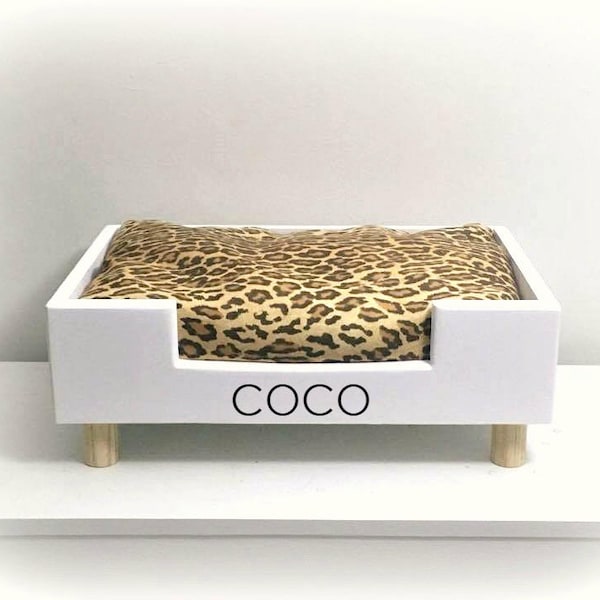 Personalized Dog Bed | Leopard Print Bed | Pet Beds | Pet Bedding | Pet Furniture | Dog Beds | Teacup Dog Bed | Cat Beds | Modern Dog Bed