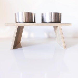 Modern Elevated Dog Bowl Platform | Raised Dog Bowl Table | Yeti Bowl Stand | Contemporary Modern Minimalist Wood Pet Feeder | Dog Bowls