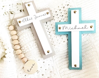 Personalized Baptism Cross | Wooden Cross Gift | Custom Newborn Gift | Name Cross Decor | Baptism Cross | Wood Wall Cross | Christian