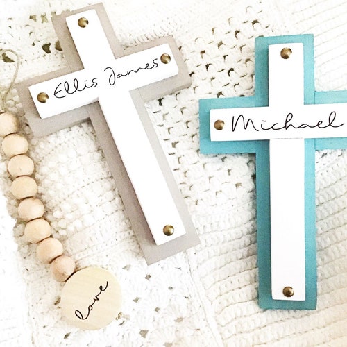 Organic Cross RATTLE a Natural Wooden Baptismal Gift for Boy Etsy