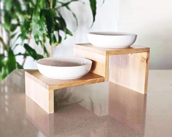Soporte moderno para cuencos de perro / Mesa elevada de madera para cuencos de perro / Plataforma elevada para cuencos de perro / Soporte para cuencos de perro para varias mascotas / Regalo para amantes de los perros / Perros