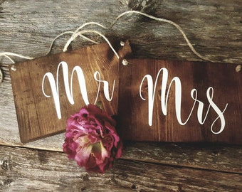 Mr and Mrs Chair Signs | Wedding Decorations | Wedding Photo Prop