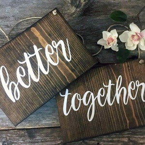 Better Together Chair Signs Mr and Mrs Chair Signs Wedding Day Decorations Wedding Decor Rustic Wedding Outdoor Wedding His Hers image 4
