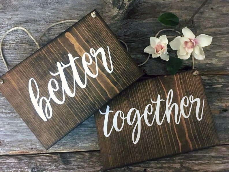 Better Together Chair Signs Mr and Mrs Chair Signs Wedding Day Decorations Wedding Decor Rustic Wedding Outdoor Wedding His Hers image 4