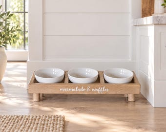 Modern Angled Pet Feeder | Tilted Dog Bowl Stand | Ceramic Bowl