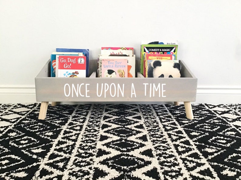 Book Bin For Kids Personalized Book Shelves Kids Book Storage Organization Chidrens Book Box Custom Bookshelf Nursery Decor Baby image 3