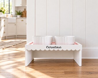 Elevated Dog Bowl Stand with Backsplash and Silicone Mat