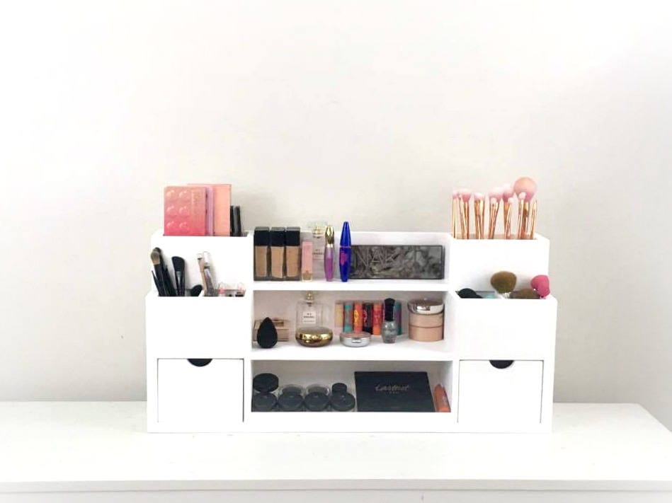 Wall Mounted Makeup Station Makeup Organizer Cosmetic