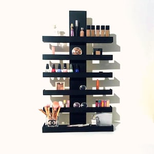 Wall Mounted Makeup Shelf Makeup Organizer Nail Polish Holder Make up shelf Monogramed Makeup Organizer Hanging makeup shelf image 1