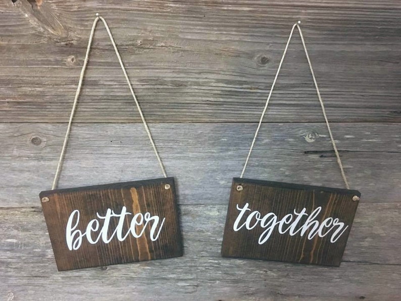 Better Together Chair Signs Mr and Mrs Chair Signs Wedding Day Decorations Wedding Decor Rustic Wedding Outdoor Wedding His Hers image 8