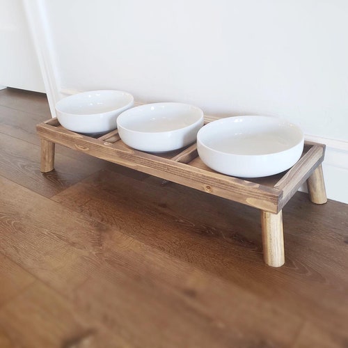 Triple Bowl Modern Pet Feeder Dog Bowl or Cat Bowl Elevated Etsy