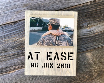 AT EASE 4 x 6 picture frame | military retirement gift  | military family | army gift | navy gift | air force gift | personalized military