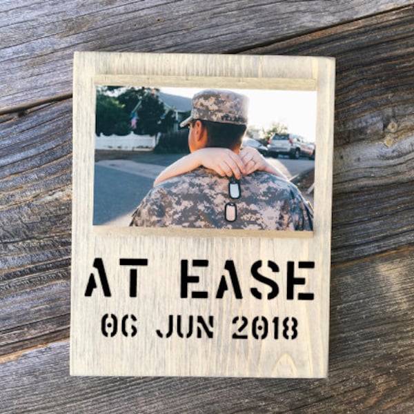 AT EASE 4 x 6 picture frame | military retirement gift  | military family | army gift | navy gift | air force gift | personalized military