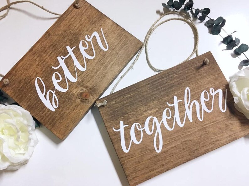 Better Together Chair Signs Mr and Mrs Chair Signs Wedding Day Decorations Wedding Decor Rustic Wedding Outdoor Wedding His Hers image 2