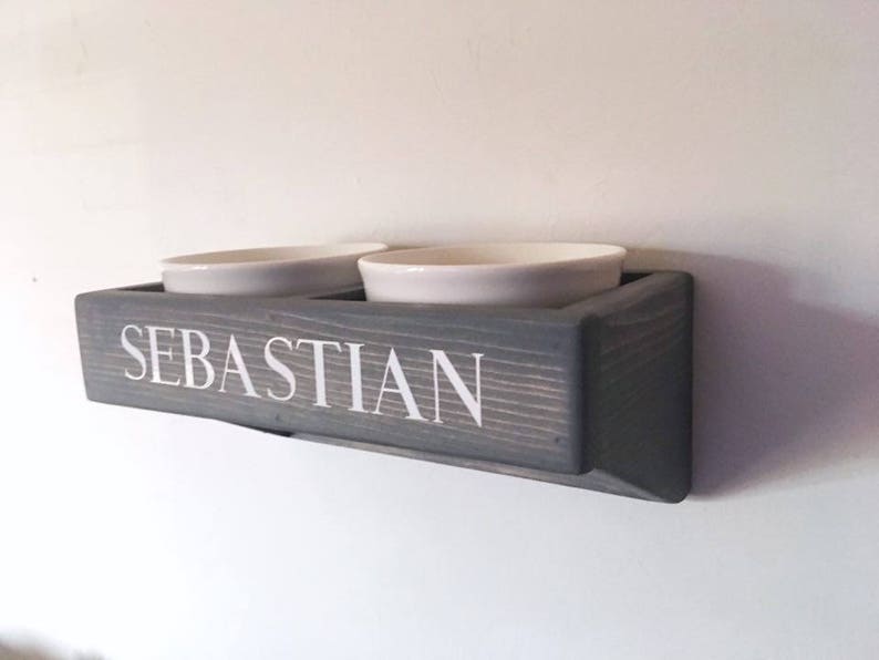Wall Mounted Dog Feeder Bowls Pet Feeding Station Cat Personalized Gift Elevated