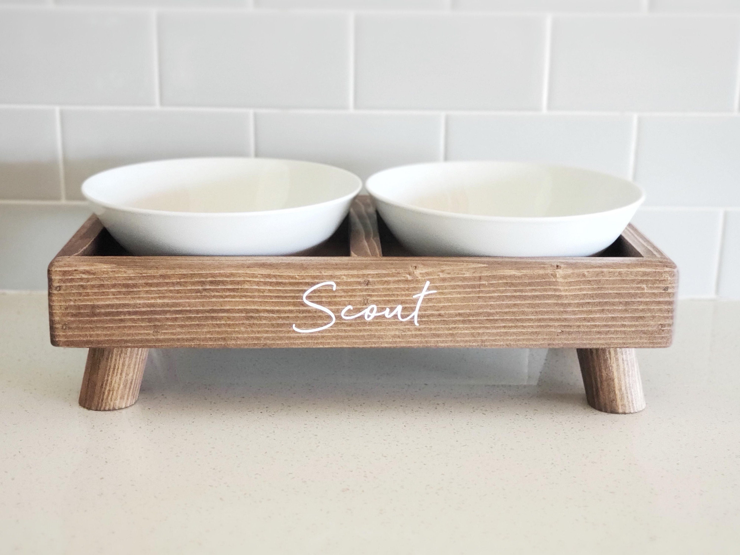 Elevated dog feeder raised dog bowls personalised stand bowls for large dogs  - Shop WooDesignVL Pet Bowls - Pinkoi