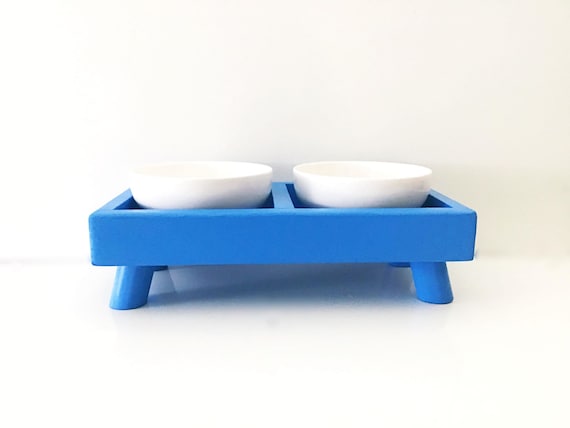 Elevated Dog Feeder Raised Dog Bowls Mid Century Modern Pet Bowls Cat Bowls  Pet Feeder Small Pet Bowl Stand Wood Personalized Pet 