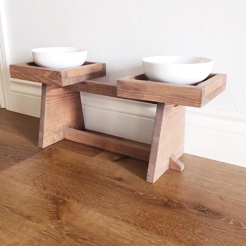 Modern Pet Feeder Elevated Dog Bowl Modern Cat Bowl Double Etsy