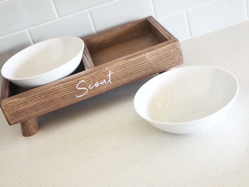 Elevated Dog Feeder Raised Dog Bowls Mid Century Modern Etsy