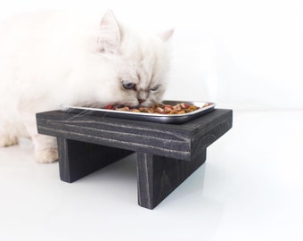 Single Plate Stand Cats | Small Dog Feeder | Whisker Fatigue | Cat Lover Gift | Raised Feeding Platform for Cats | Modern Cat Bowl | Cats