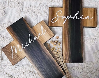 Regalo de cruz de bautismo personalizada / Regalos cristianos / Bautizo / Primera comunión / Cruz de pareja / Regalo de bendición de inauguración de la casa / Memorial
