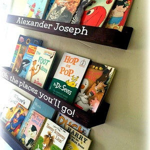 Nursery Bookshelf Bookshelves Bookshelf Floating Book Ledge Personalized Bookshelf Reading for Kids Playroom Book Storage image 3