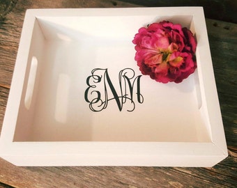 Monogram Vanity Tray - White Vanity Tray - Makeup Organizer - Makeup Storage - Makeup Tray - Desk Tray - Beauty Room - Monogram Tray