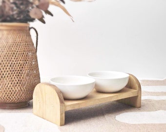 Comedero moderno estilo bohemio para mascotas / Soporte de cerámica para cuencos / Soporte elevado para cuencos de comida para perros / Estación de alimentación para gatos / Regalo de cumpleaños para mascotas / Amante de los perros / Adopción