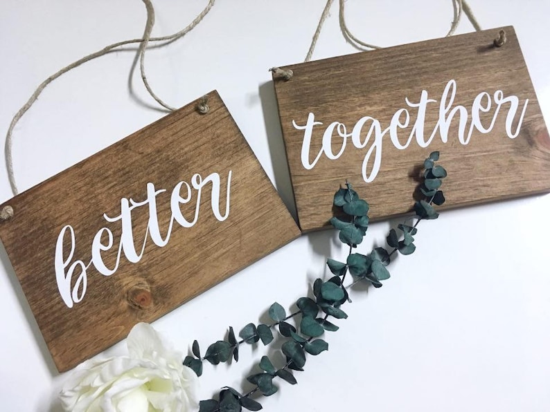 Better Together Chair Signs Mr and Mrs Chair Signs Wedding Day Decorations Wedding Decor Rustic Wedding Outdoor Wedding His Hers image 1