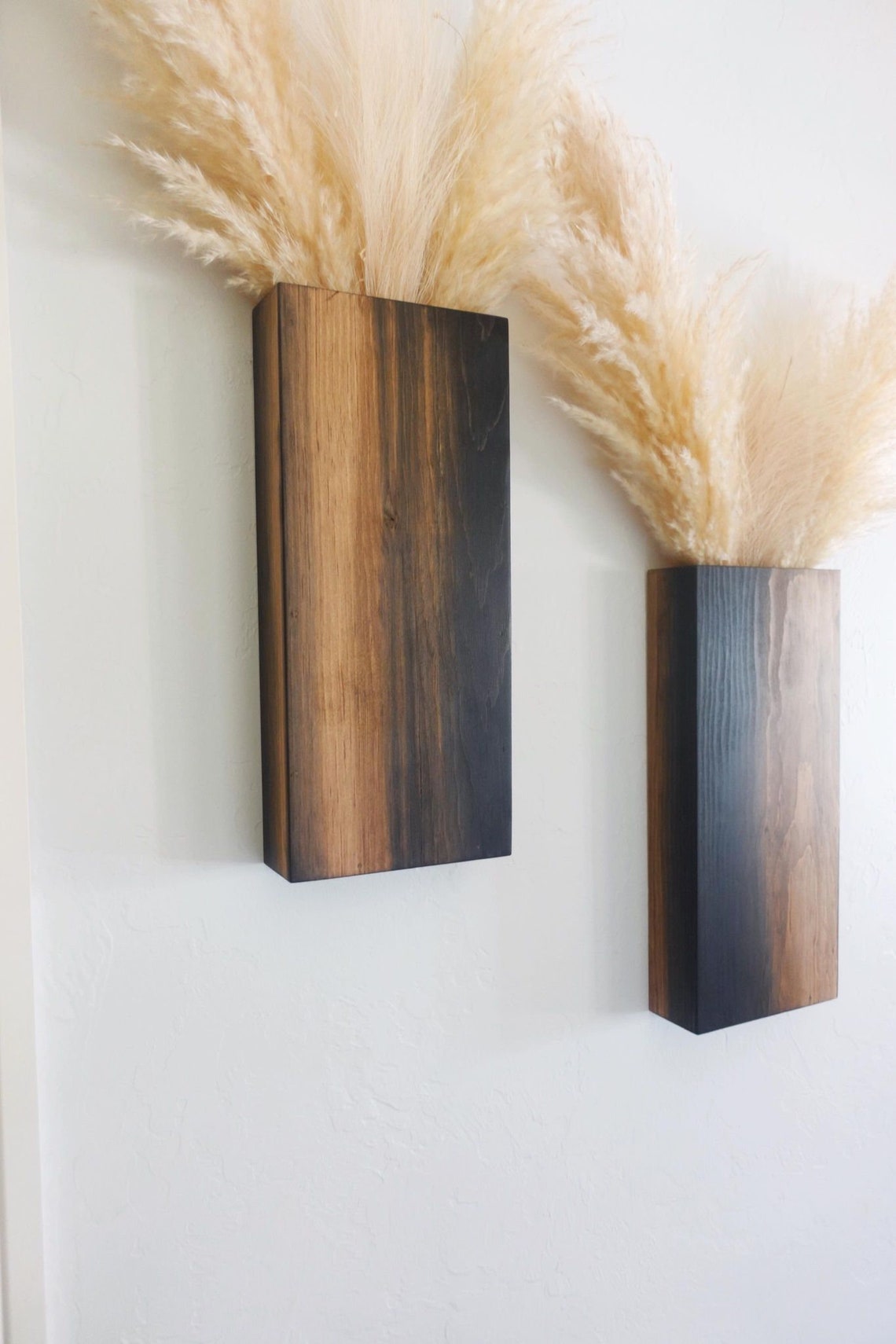 Modern Wall Mounted Plant Holder Wooden Wall Flower Vase Etsy