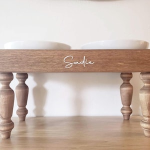 Farmhouse Dog Feeder | Modern Elevated Pet Bowl Holder | Raised Dog Table | Dog Lover | Raised Dog Feeder | 7" Tall Feeder | Ceramic Bowls