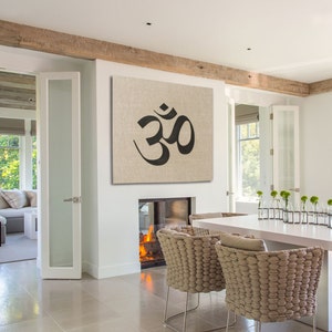 Om- Aum Symbol, Hindu Wall Art, Om Large Art, Yoga Studio Decor ,Meditation Art made on %100 Linen